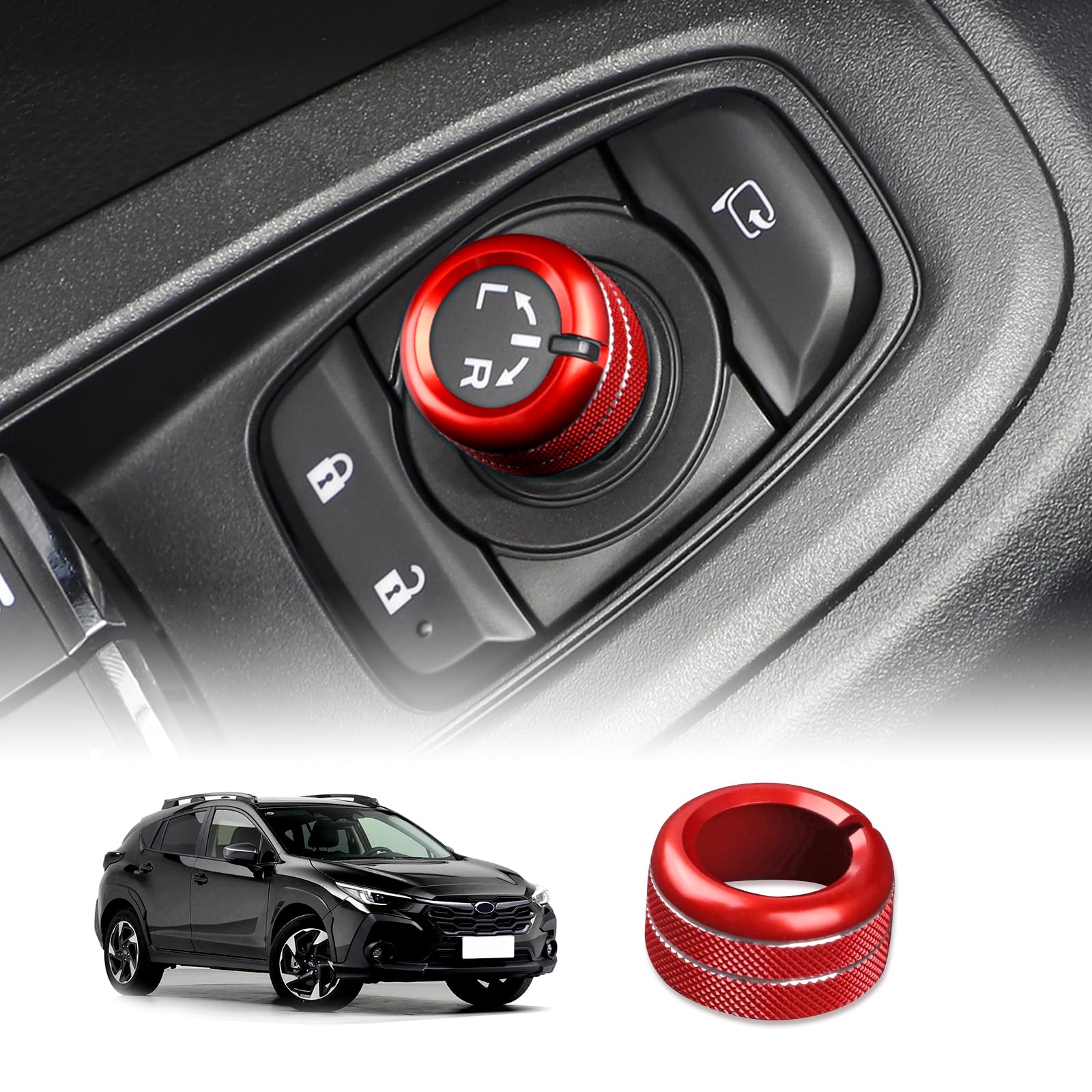 KUNGKIC für Subaru BRZ Toyota GR86 2021-2024 Crosstrek Impreza 2024 Rückspiegel Schalter Knopf Ring Abdeckung Trim Aluminium Aluminium Innenraum Zubehör (Rot) von KUNGKIC