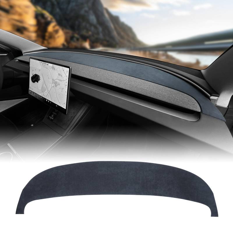 KUNKGIC Flanell Auto Dashboard Matte Dashboard Cover Auto Innenraum Sonnenschutz Dashboard Lichtschutz Matte Compatible with Tesla Model 3 2024 Schutzpolster Zubehör von KUNGKIC