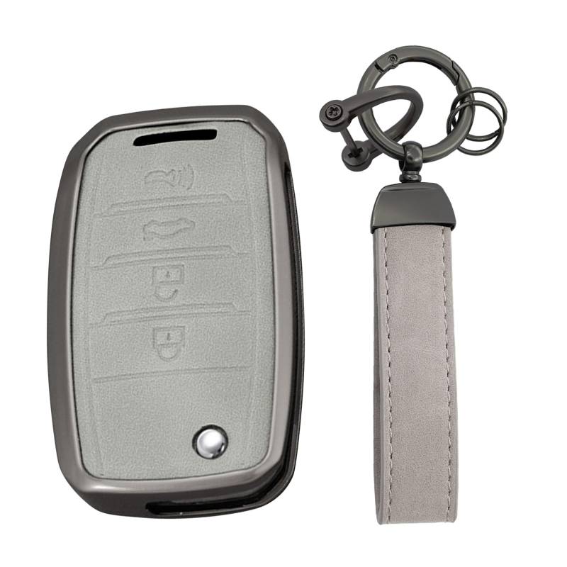 KUNIO Autoschlüssel Hülle Passt für Kia Stonic Picanto Rio Ceed Sportage Soul Sorento Pegas Soluto Cerato Schlüsselhülle 4 Tasten Schlüsselcover Schlüsselanhänger Grau von KUNIO