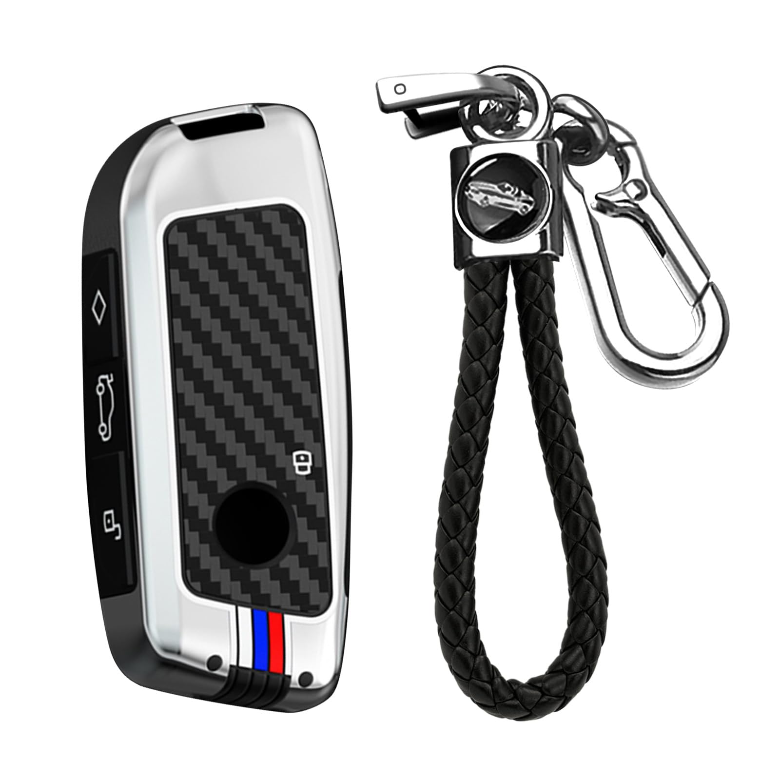 KUNIO Autoschlüssel Hülle Schlüsselhülle Passt für BMW XM G09 iX/i7 I20 X5 G05 X7 G07 X1 U11 2er U06 Active Tourer 2023-2025 4 Tasten Schlüsselcover Metall Schlüsselanhänger A Silber KUNIO Autoschlüssel Hülle Schlüsselhülle Passt für BMW XM G09 iX/i7 I20 X5 G05 X7 G07 X1 U11 2er U06 Active Tourer 2023-2025 4 Tasten Schlüsselcover Metall Schlüsselanhänger A Silber von KUNIO