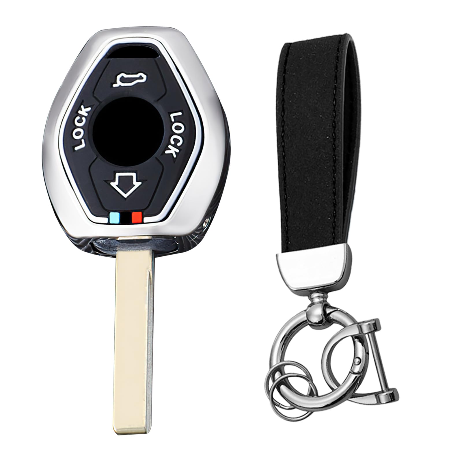 KUNIO Autoschlüsselhülle Passt für BMW E38 E39 E46 E83 E53 E60 E63 E61 E64 E83 E85 E86 M5 325i X3 X5 Z3 Z4 3er 5er 7er Metallgehäuse Schlüsselschutz Schlüsseletui Schlüsselanhänger B Silber KUNIO Autoschlüsselhülle Passt für BMW E38 E39 E46 E83 E53 E60 E63 E61 E64 E83 E85 E86 M5 325i X3 X5 Z3 Z4 3er 5er 7er Metallgehäuse Schlüsselschutz Schlüsseletui Schlüsselanhänger B Silber von KUNIO