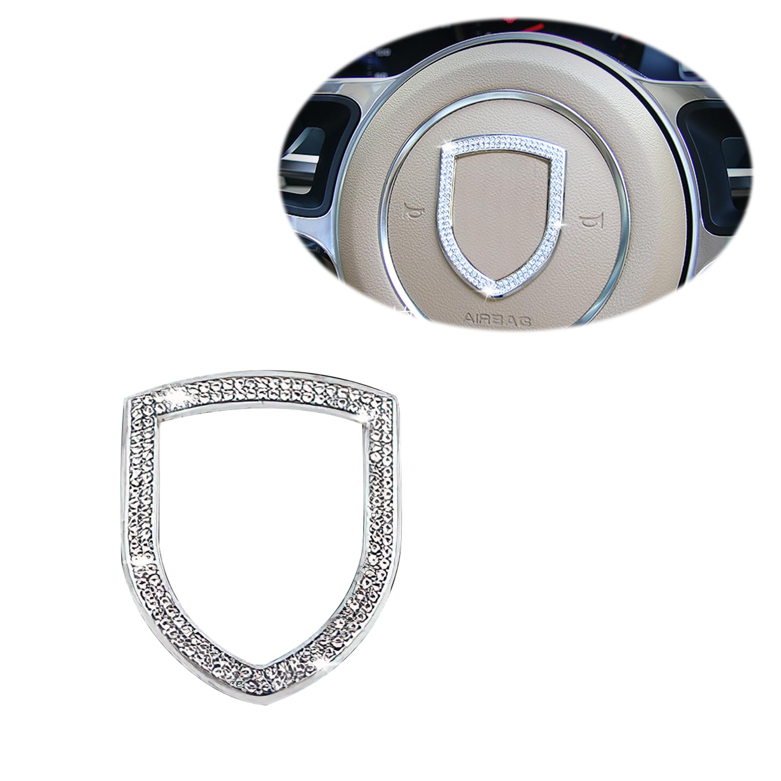KUNIO Bling Lenkrad Logo Abdeckung passt für Porsche für Cayenne für Paramera Auto Lenkrad Dekoration Lenkrad Emblem Aufkleber DIY Lenkrad Abziehbilder Kristall Strass Zubehör Silber KUNIO Bling Lenkrad Logo Abdeckung passt für Porsche für Cayenne für Paramera Auto Lenkrad Dekoration Lenkrad Emblem Aufkleber DIY Lenkrad Abziehbilder Kristall Strass Zubehör Silber von KUNIO