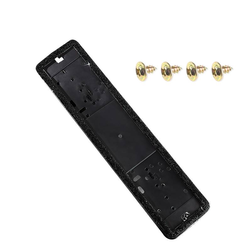 KUNIO Kennzeichenhalterung Nummernschildhalterung Glitzer Auto Kennzeichenhalter passt für alle Fahrzeuge und Modelle Kennzeichenhalter Edelstahl Nummernschildhalter 1 PCS Schwarz von KUNIO