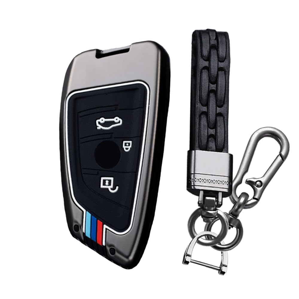 KUNIO Keyless Schlüsselhülle Passt für BMW X1 X3 X6 X7 1er 3er 5er 6er 7er G20 G30 G31 G11 F16 G01 G02 F48 X5 F15 M50D Z4 G29 Metallgehäuse Schlüsseletui Schlüsselanhänger 3 Tasten Schwarz von KUNIO