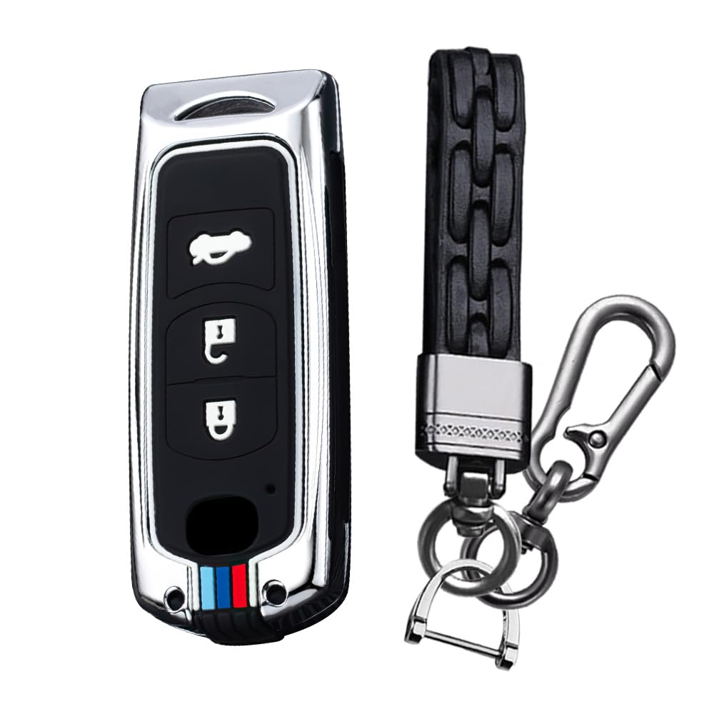 KUNIO Keyless Schlüsselhülle Passt für Mazda 2 3 CX3 CX5 MX5 CX-5 CX-3 CX7 CX-7 Passt für FIAT 124 Spider Schutzhülle Metallgehäuse Schlüsselcover Schlüsselanhänger 3 Tasten A Silber KUNIO Keyless Schlüsselhülle Passt für Mazda 2 3 CX3 CX5 MX5 CX-5 CX-3 CX7 CX-7 Passt für FIAT 124 Spider Schutzhülle Metallgehäuse Schlüsselcover Schlüsselanhänger 3 Tasten A Silber von KUNIO