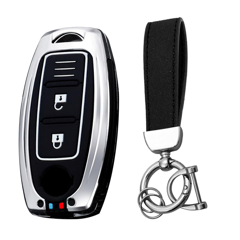 KUNIO Keyless Schlüsselhülle Passt für Nissan Juke Qashqai Murano X-Trail T32 Micra Schlüsseletui Metallgehäuse Schlüsselcover Schlüsselanhänger 2 Tasten A Silber KUNIO Keyless Schlüsselhülle Passt für Nissan Juke Qashqai Murano X-Trail T32 Micra Schlüsseletui Metallgehäuse Schlüsselcover Schlüsselanhänger 2 Tasten A Silber von KUNIO