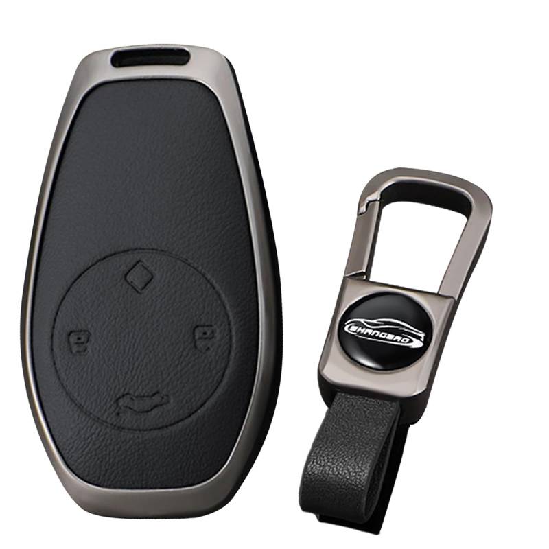 KUNIO Keyless Schlüsselhülle für Leapmotor T03 S01 C11 für Leap Motor Schlüsselschutz Zinklegierung Gehäuse Schlüsselcover Schlüsselanhänger 4 Tasten B Schwarz von KUNIO