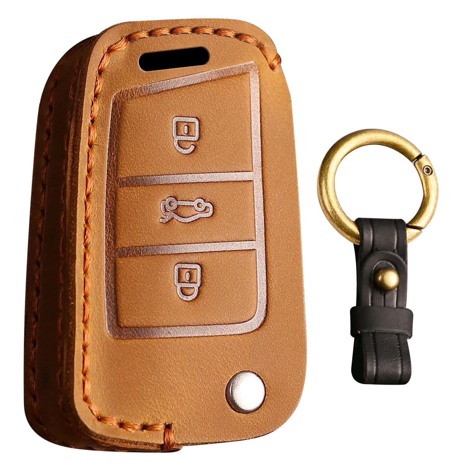 KUNIO Leder Schlüsselhülle Passt für VW Golf 7 MK7 Polo T-ROC Tiguan Passt für Skoda Superb Octavia Passt für Seat Ateca Leon Ibiza Schutz Schlüsseletui Schlüsselanhänger 3 Tasten Braun KUNIO Leder Schlüsselhülle Passt für VW Golf 7 MK7 Polo T-ROC Tiguan Passt für Skoda Superb Octavia Passt für Seat Ateca Leon Ibiza Schutz Schlüsseletui Schlüsselanhänger 3 Tasten Braun von KUNIO