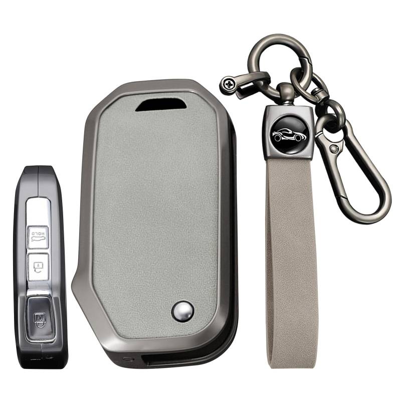 KUNIO Schlüsselhülle Autoschlüssel Hülle Passt für Ceed SW Sportage Sorento Cerato Stinger Forte KX3 K5 2017 2018 2019 2020 3 4 Tasten Schlüsselcover Metall Schlüsselanhänger A Grau von KUNIO