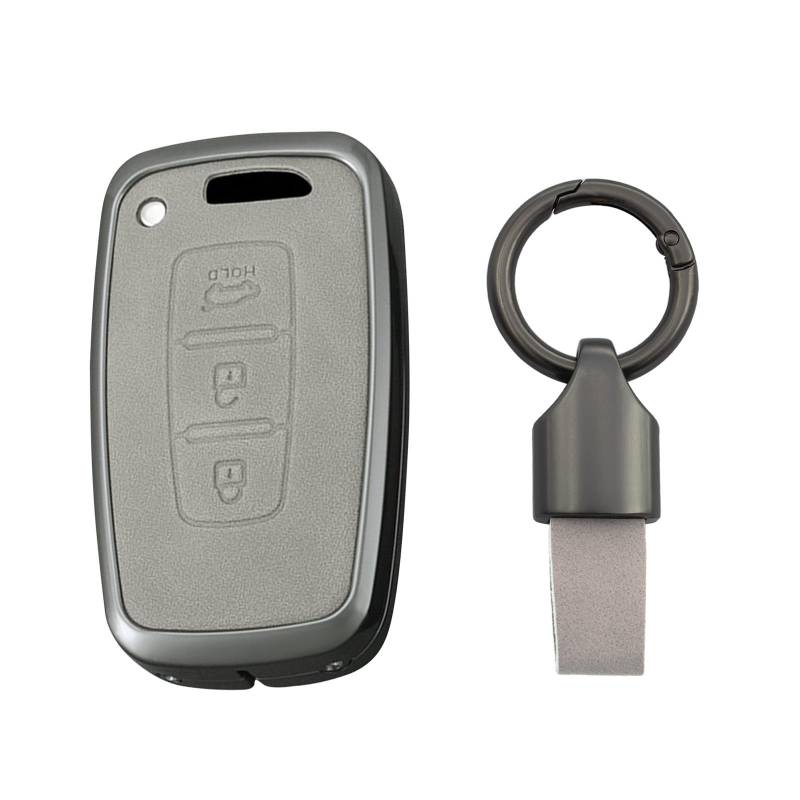 KUNIO Autoschlüssel Hülle Schlüsselhülle Passt für Kia Carens Rio Sedona Forte Cerato K3 Optima K5 Sorento Sportage Soul Schlüsselhülle 3 Tasten Schlüsselanhänger Metall Schlüsselcover A Grau von KUNIO