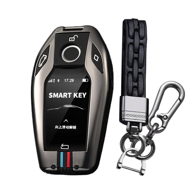 KUNIO Schlüsselhülle Passt für BMW Display Key X4 G02 2012-2024 Autoschlüssel Hülle Metall Schlüsseletui 3 Tasten Schlüsselanhänger A Schwarz von KUNIO