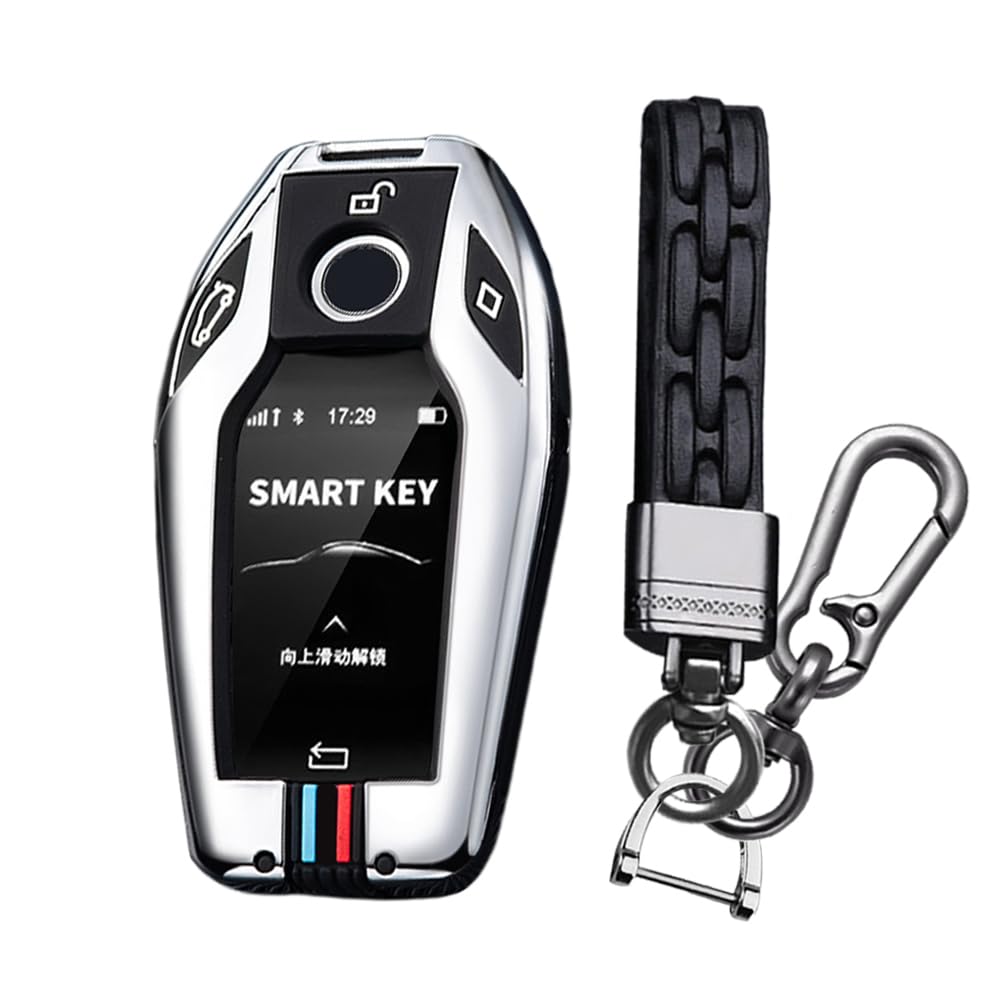 KUNIO Schlüsselhülle Passt für BMW Display Key X5 G05 2018-2025 Autoschlüssel Hülle Metall Schlüsselanhänger 3 Tasten Schlüsselanhänger A Silber KUNIO Schlüsselhülle Passt für BMW Display Key X5 G05 2018-2025 Autoschlüssel Hülle Metall Schlüsselanhänger 3 Tasten Schlüsselanhänger A Silber von KUNIO
