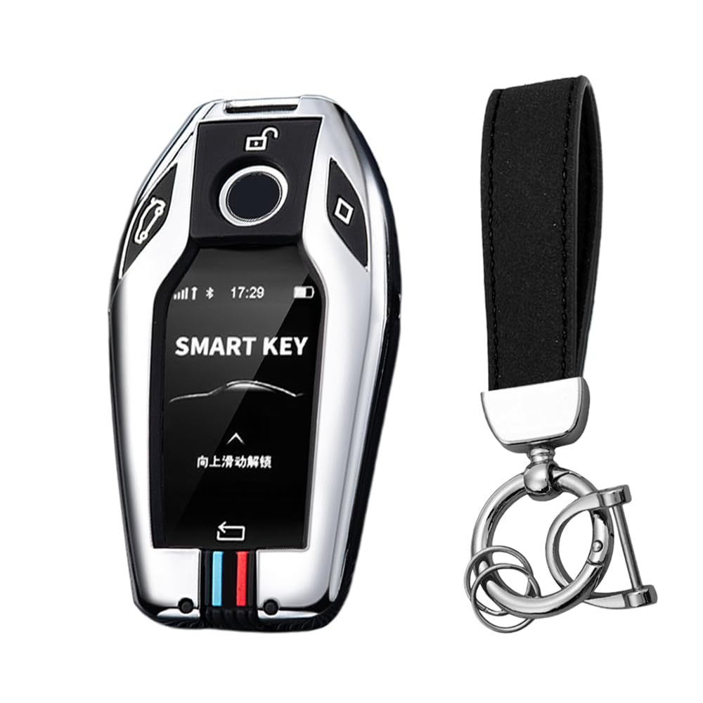KUNIO Schlüsselhülle Passt für BMW Display Key X5 G05 2018-2025 Autoschlüssel Hülle Metall Schlüsselanhänger 3 Tasten V B Silber KUNIO Schlüsselhülle Passt für BMW Display Key X5 G05 2018-2025 Autoschlüssel Hülle Metall Schlüsselanhänger 3 Tasten V B Silber von KUNIO