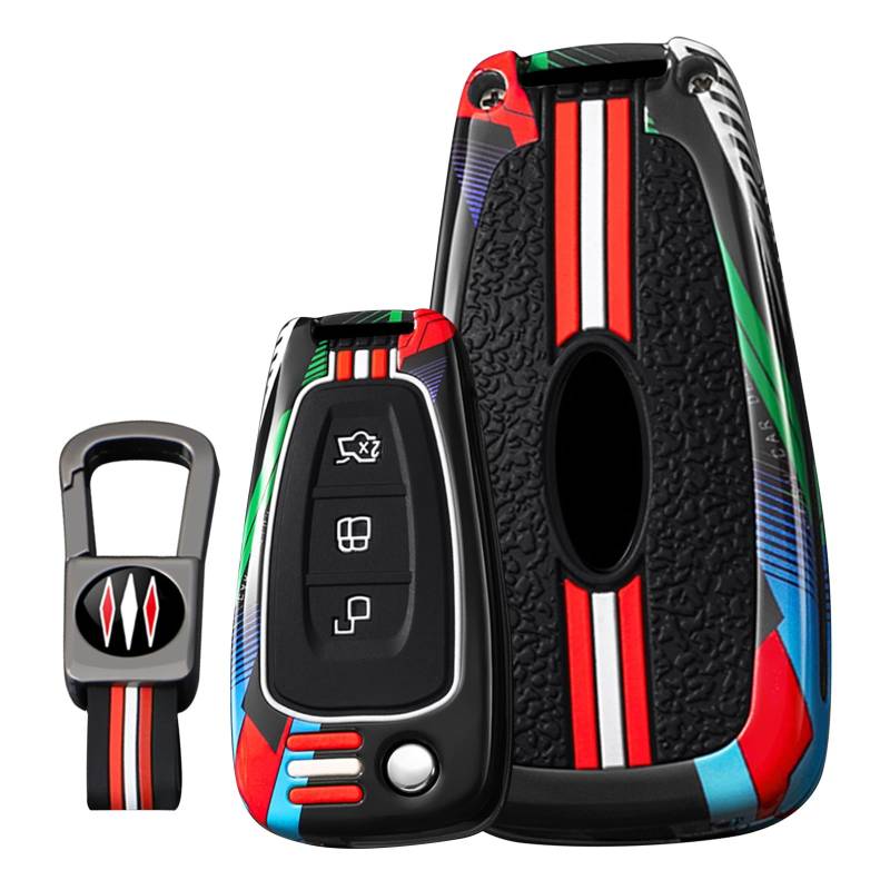KUNIO Schlüsselhülle passt für Ford Focus Kuga Escort EcoSport Grand C-Max Puma Galaxy B-Max MK4 MK8 Smart Autoschlüssel Hülle Cover Schutzhülle 3 Tasten A Schwarz von KUNIO