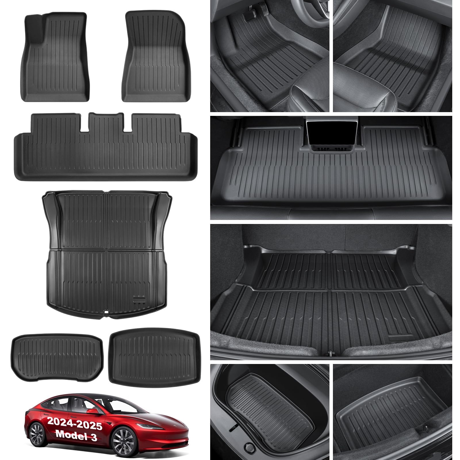 KUNIST Fußmatten für Tesla Model 3 2023 2022 2021 Doppelschicht Abnehmbare TPE Cargo Liner Allwetter Wasserdicht Anti-Rutsch Front Kofferraummatten Heck Kofferraummatte Innenzubehör (Set von 9 Matten) KUNIST Fußmatten für Tesla Model 3 2023 2022 2021 Doppelschicht Abnehmbare TPE Cargo Liner Allwetter Wasserdicht Anti-Rutsch Front Kofferraummatten Heck Kofferraummatte Innenzubehör (Set von 9 Matten) von KUNIST