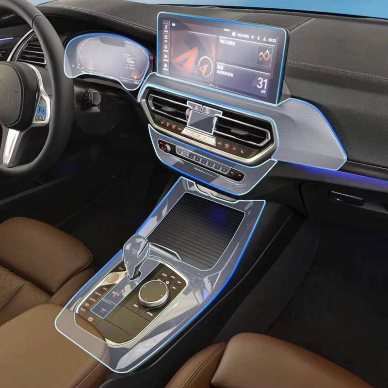 KUNQING Kratzfeste Autotür Mittelkonsole Medien Armaturenbrett Navigation TPU Schutzfolie Folie für BMW X3 X4 2022–2024 Autozubehör von KUNQING