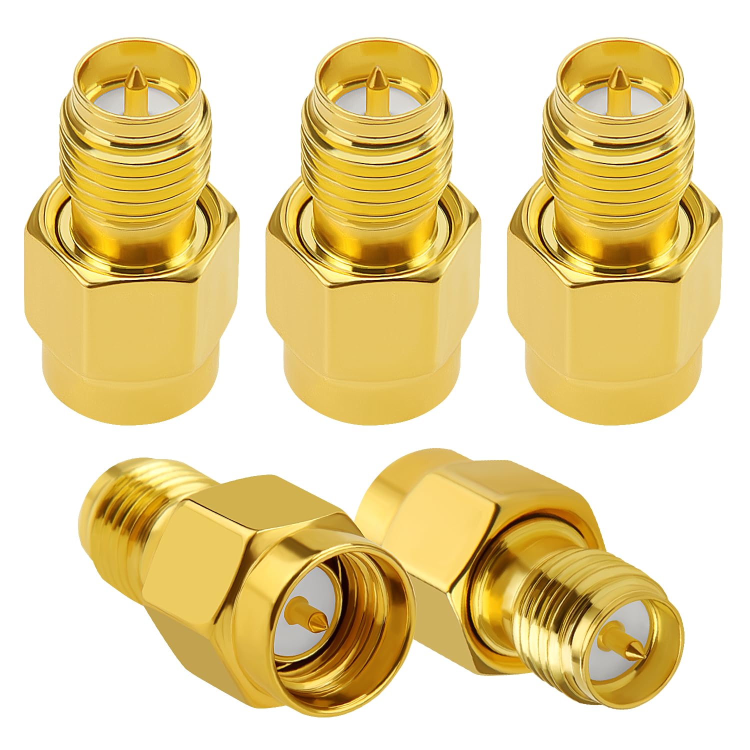 5 Stück SMA Stecker auf RP-SMA Buchse Adapter, KUOQIY SMA Koaxial-Adapter Konverter, für WiFi-Antenne, FPV, Brille, Router 5 Stück SMA Stecker auf RP-SMA Buchse Adapter, KUOQIY SMA Koaxial-Adapter Konverter, für WiFi-Antenne, FPV, Brille, Router von KUOQIY