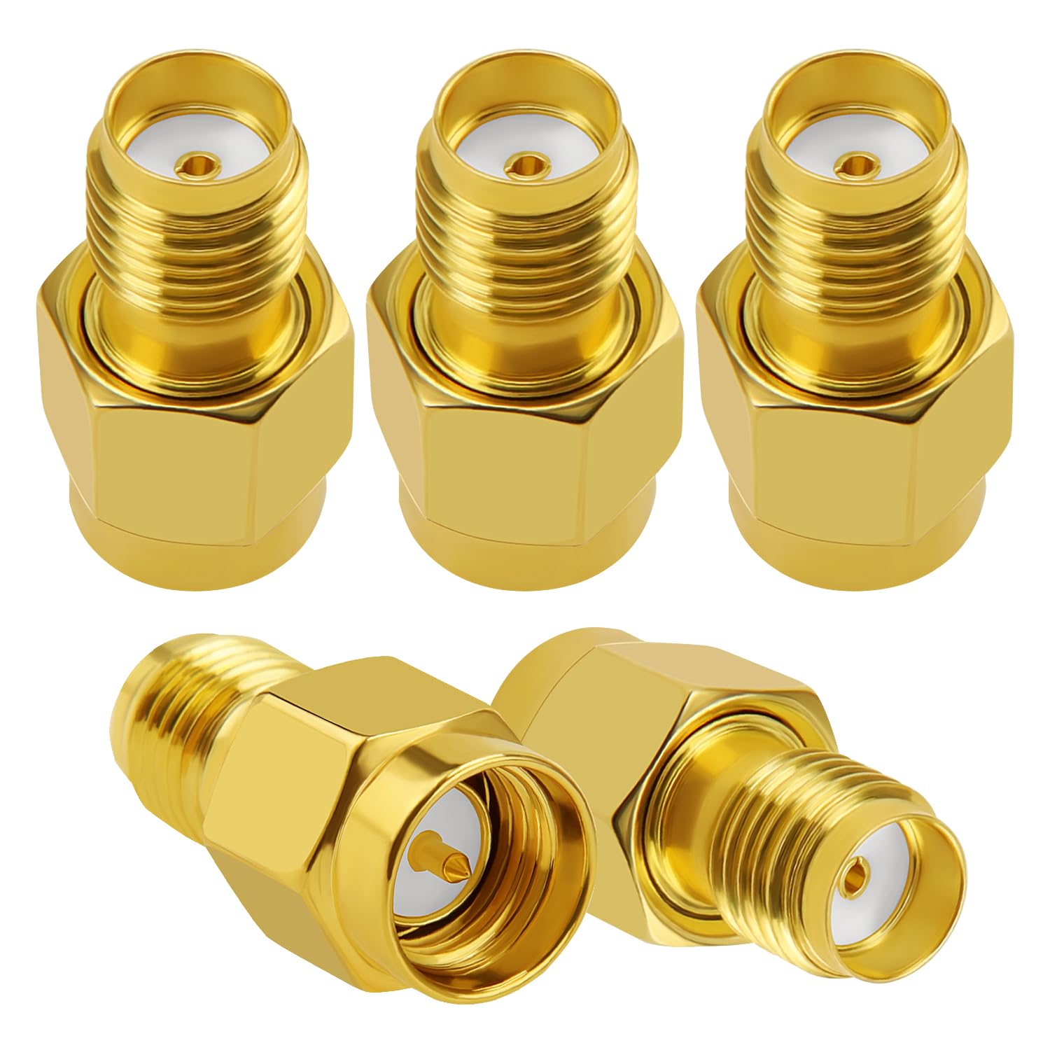 5 Stück SMA Stecker auf SMA Buchse Adapter, KUOQIY SMA Koaxial-Adapter Konverter, SMA-Adapter Koaxial Steckverbinder, für WiFi-Antenne, FPV, Brille, Router 5 Stück SMA Stecker auf SMA Buchse Adapter, KUOQIY SMA Koaxial-Adapter Konverter, SMA-Adapter Koaxial Steckverbinder, für WiFi-Antenne, FPV, Brille, Router von KUOQIY
