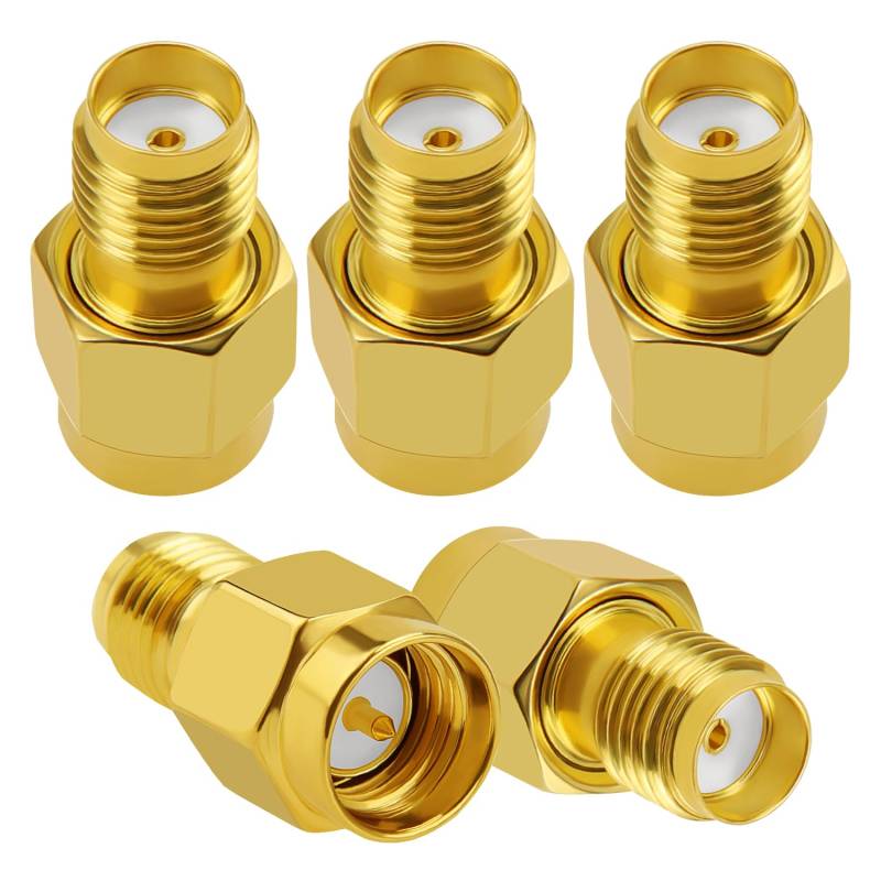 5 Stück SMA Stecker auf SMA Buchse Adapter, KUOQIY SMA Koaxial-Adapter Konverter, SMA-Adapter Koaxial Steckverbinder, für WiFi-Antenne, FPV, Brille, Router von KUOQIY