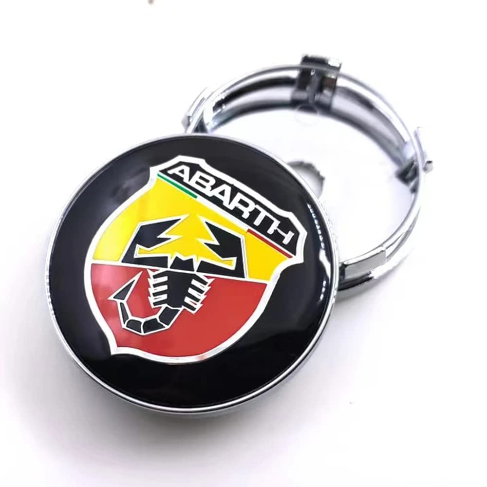 4 Stück Nabendeckel Radnabendeckel für Abarth 56mm 60mm, Radnabenkappen Radnabenabdeckung Wasserdicht Staubdicht Felgendeckel mit Logo,56MM von KUPK