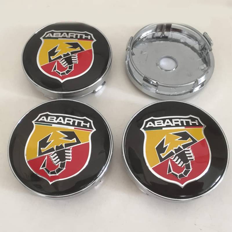 4 Stück Nabendeckel Radnabendeckel für Abarth 56mm 60mm, Radnabenkappen Radnabenabdeckung Wasserdicht Staubdicht Felgendeckel mit Logo,C1-56MM von KUPK