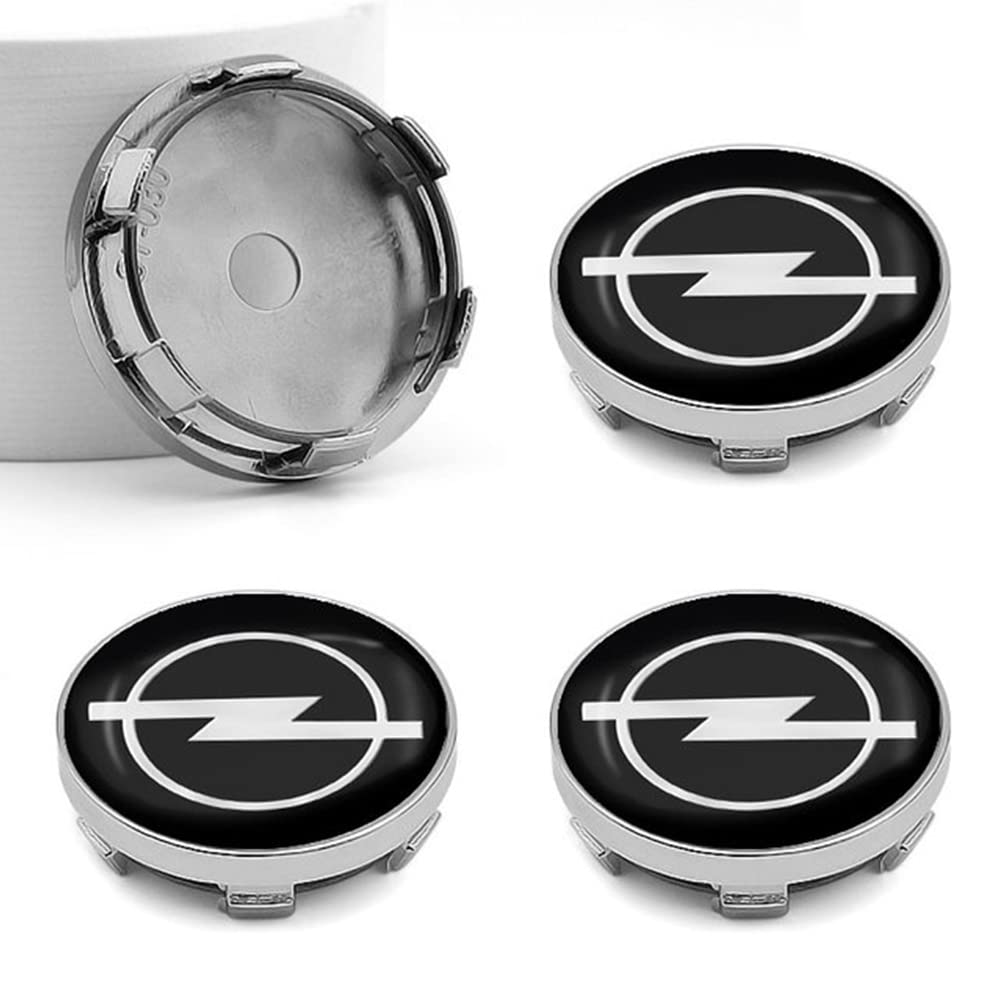 4 Stück Nabendeckel Radnabendeckel für Opel Astra H J G K Insignia Corsa D Vectra C Zafira B 60mm, Radnabenkappen Radnabenabdeckung Wasserdicht Staubdicht Felgendeckel mit Logo von KUPK