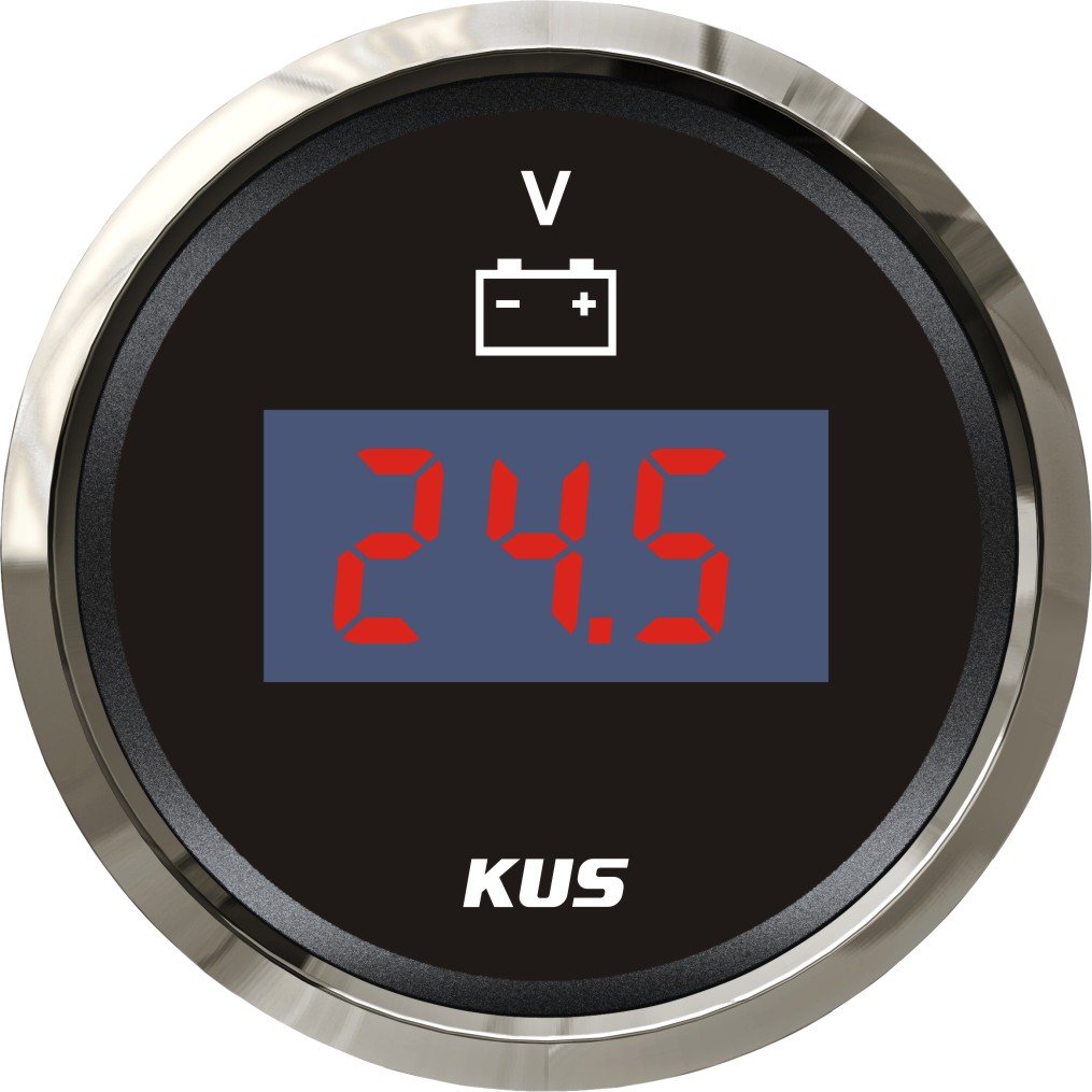 KUS Digital Voltmeter Spannungsmesser 9-32V 52MM (2") Mit Hintergrundbeleuchtung (Schwarz) von KUS