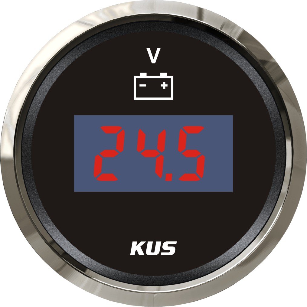 KUS Digital Voltmeter Spannungsmesser 9-32V 52MM (2") Mit Hintergrundbeleuchtung (Schwarz) von KUS USA