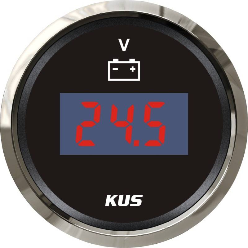 KUS Digital Voltmeter Spannungsmesser 9-32V 52MM (2") Mit Hintergrundbeleuchtung (Schwarz) von KUS USA