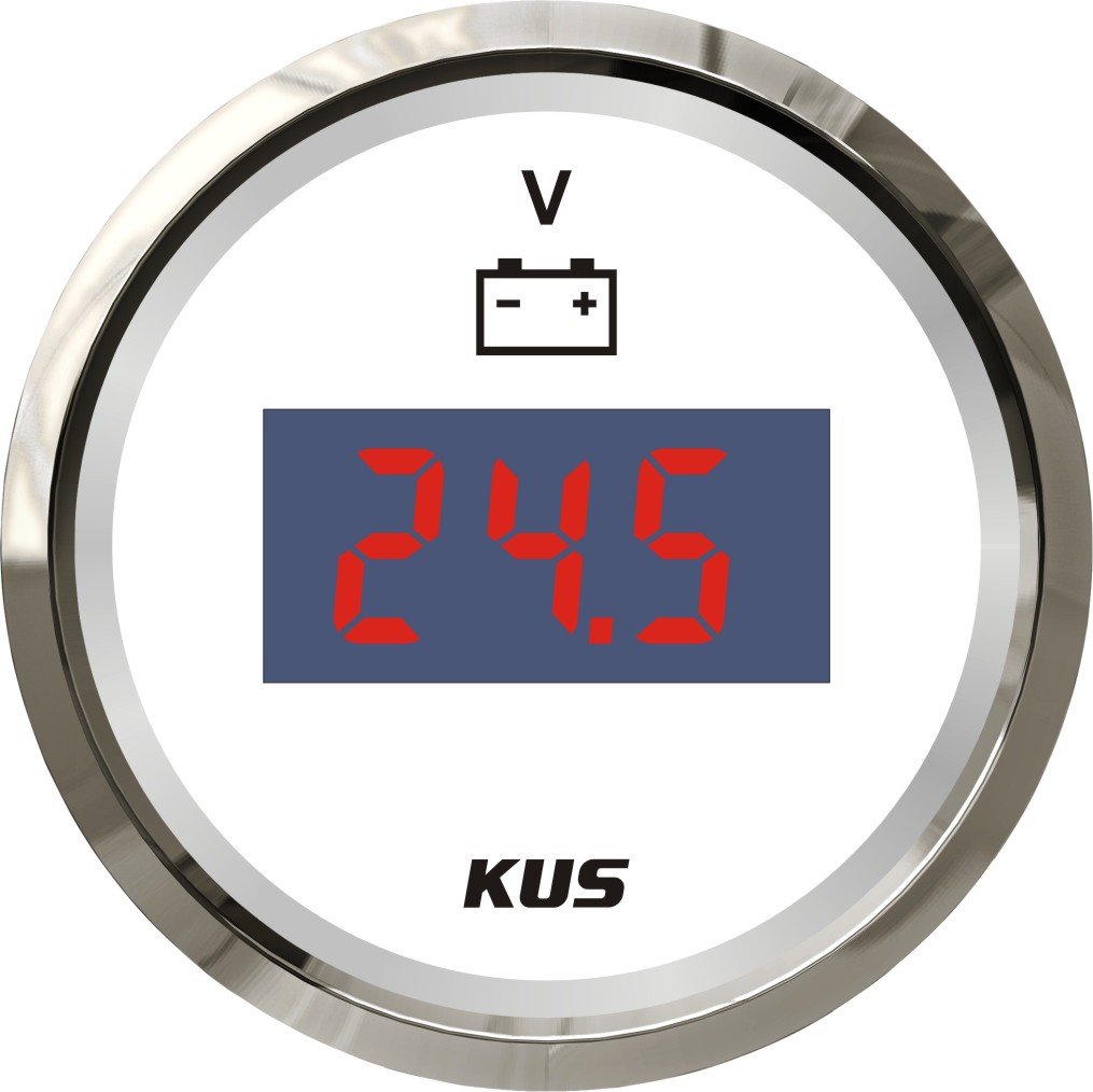 KUS Digital Voltmeter Spannungsmesser 9-32V 52MM (2") Mit Hintergrundbeleuchtung (Weiß) von KUS USA