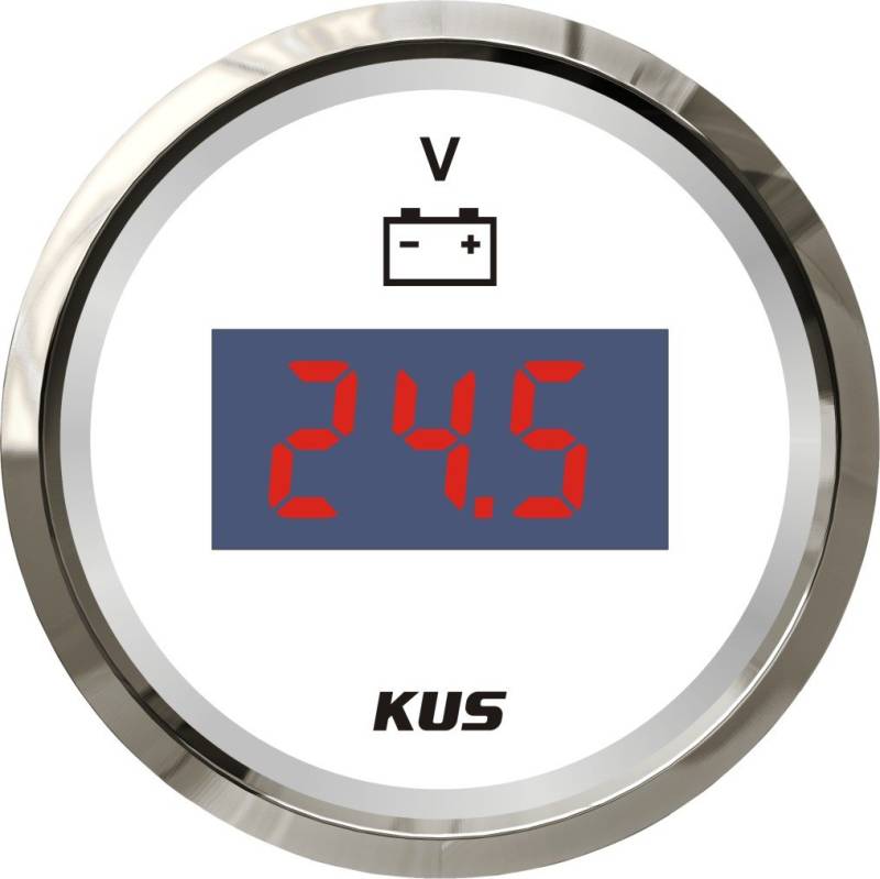 KUS Digital Voltmeter Spannungsmesser 9-32V 52MM (2") Mit Hintergrundbeleuchtung (Weiß) von KUS USA
