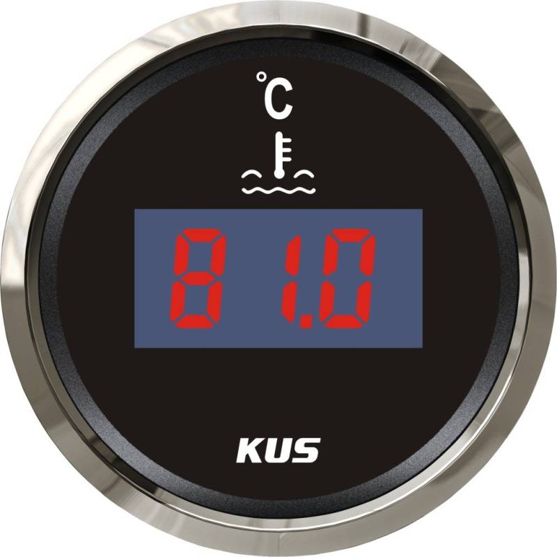 KUS Digital Wassertemperaturanzeige 25-120 ℃ Mit Hintergrundbeleuchtung 12V/24V 52MM (2") (Schwarz) von KUS USA