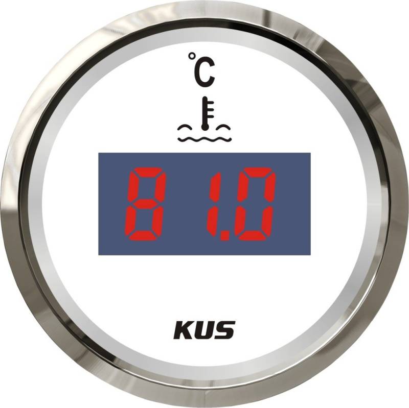 KUS Digital Wassertemperaturanzeige 25-120 ℃ Mit Hintergrundbeleuchtung 12V/24V 52MM (2") (Weiß) von KUS USA