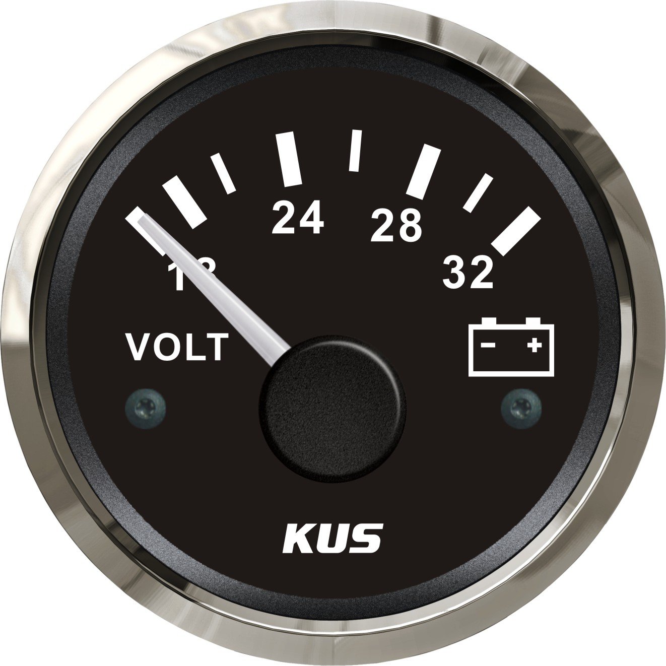 KUS Garantie Voltmeter Voltage Gauge Meter 24V / 18-32V Mit Hintergrundbeleuchtung 52MM (2") (Schwarz) von KUS