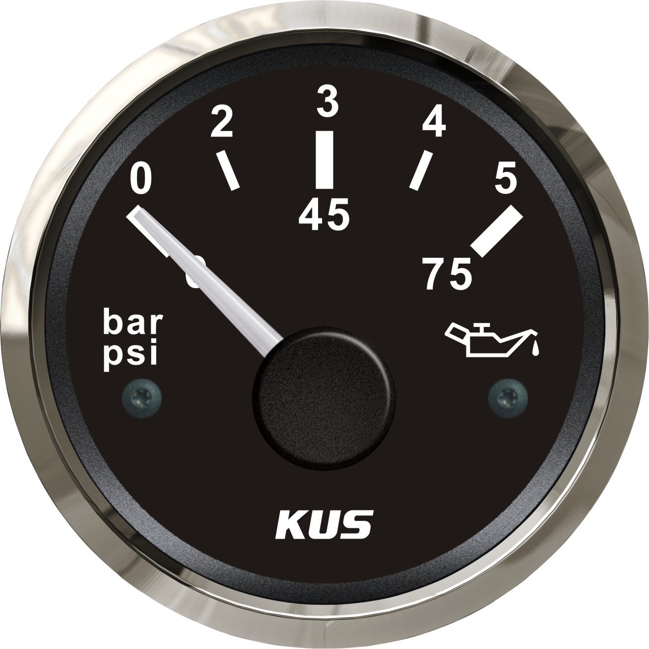 KUS Öltreibstoff Manometer Meter 0-5Bar 0-75PSI Mit Hintergrundbeleuchtung 12V/ 24V 52MM (2") (Schwarz) von KUS USA