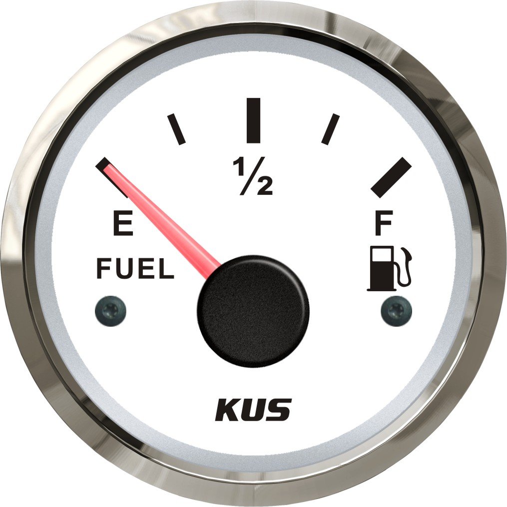 KUS Warranted Fuel Oil Füllstandsanzeige Messanzeige 0-190Ohm Mit Hintergrundbeleuchtung 12V/24V 52MM (2") (Weiß) von KUS