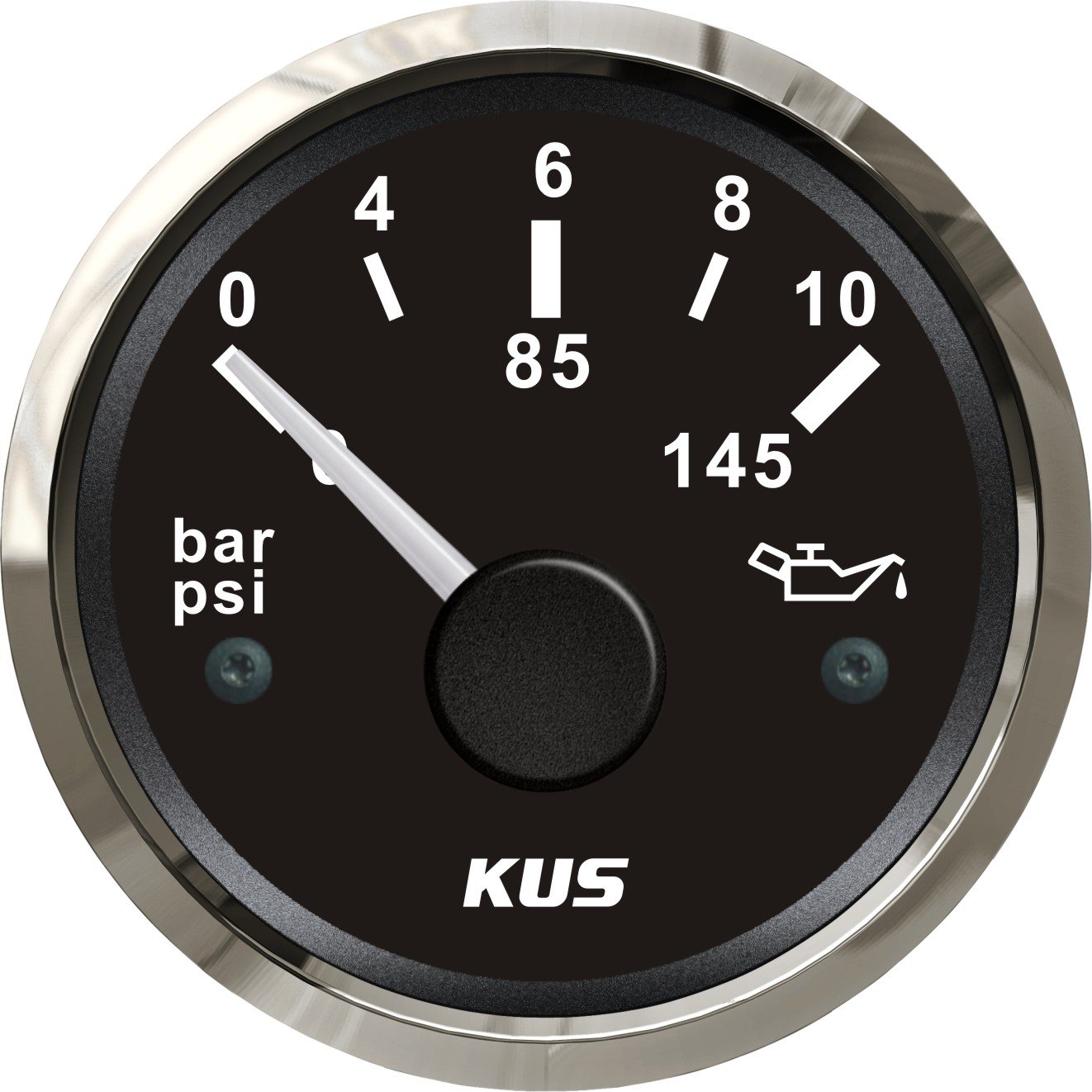 KUS Warranted Oil Kraftstoff Manometer Meter 0-10Bar 0-145PSI Mit Hintergrundbeleuchtung 12V / 24V 52MM (2") (Schwarz) von KUS