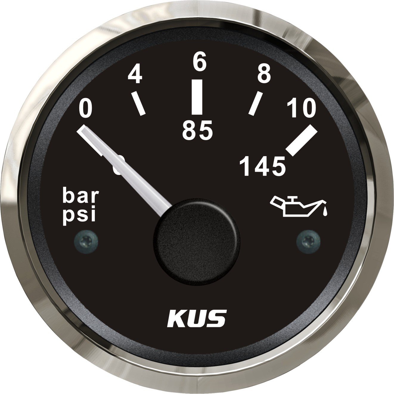 KUS Warranted Oil Kraftstoff Manometer Meter 0-10Bar 0-145PSI Mit Hintergrundbeleuchtung 12V / 24V 52MM (2") (Schwarz) von KUS USA