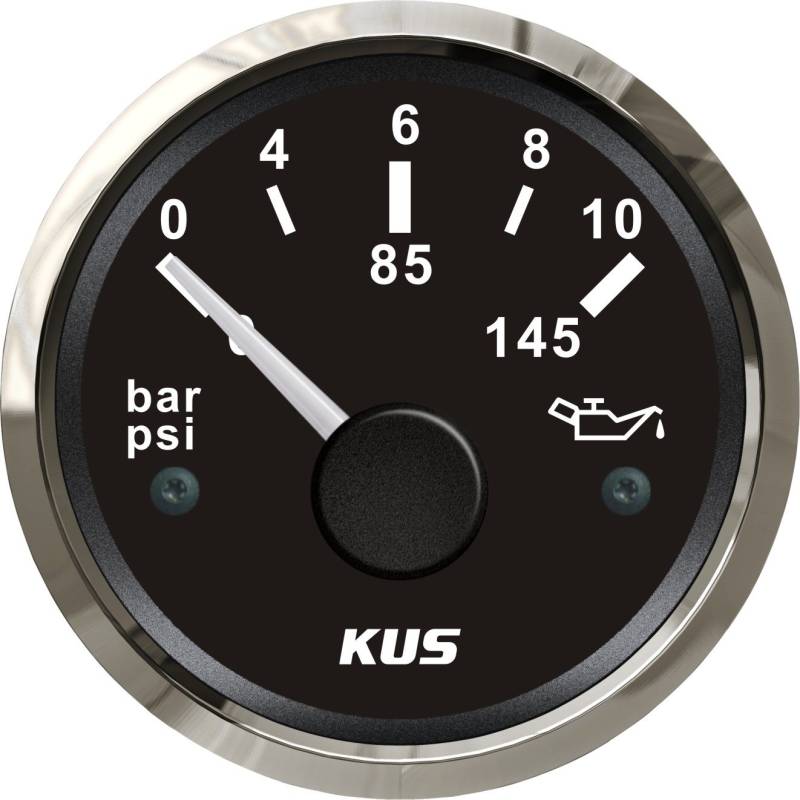 KUS Warranted Oil Kraftstoff Manometer Meter 0-10Bar 0-145PSI Mit Hintergrundbeleuchtung 12V / 24V 52MM (2") (Schwarz) von KUS USA