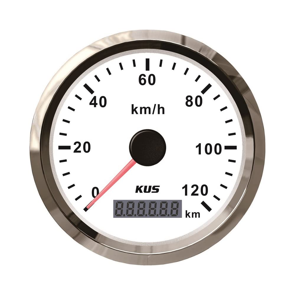 KUS Wasserdichte GPS Tacho Kilometerzähler 120KM/H Mit Hintergrundbeleuchtung Für Auto 85mm (Weiß) von KUS