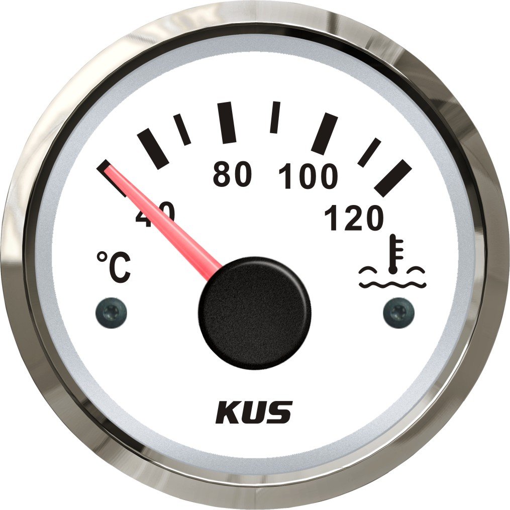 KUS Wasserdichte Wassertemperaturanzeige 40-120 ℃ Mit Hintergrundbeleuchtung 12V/24V 52MM (2") (Weiß) von KUS