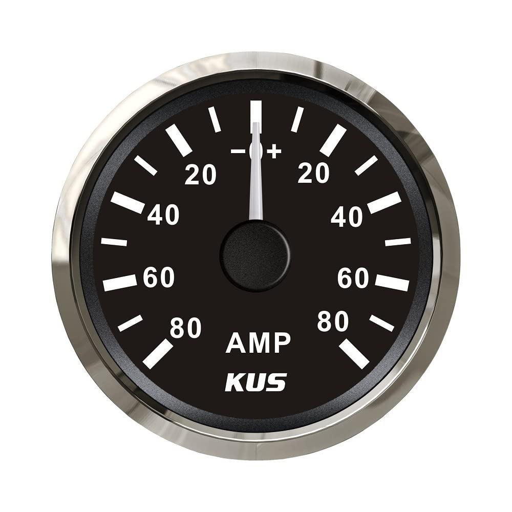 KUS Wasserdichtes Amperemeter Amperemeter Amperemeter 80 A mit Stromsensor 52 mm mit Hintergrundbeleuchtung (schwarz) von KUS USA