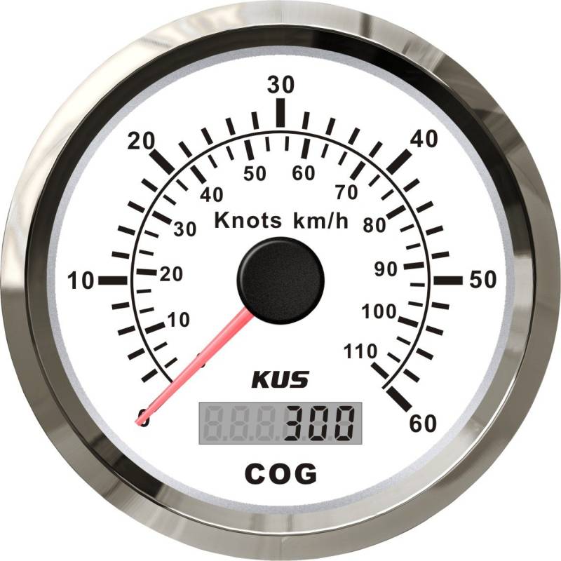 KUS GPS Tacho Kilometerzähler 60Knots 110KM/H Für Boot Yachten 85mm Mit Hintergrundbeleuchtung (Weiß) von KUS USA