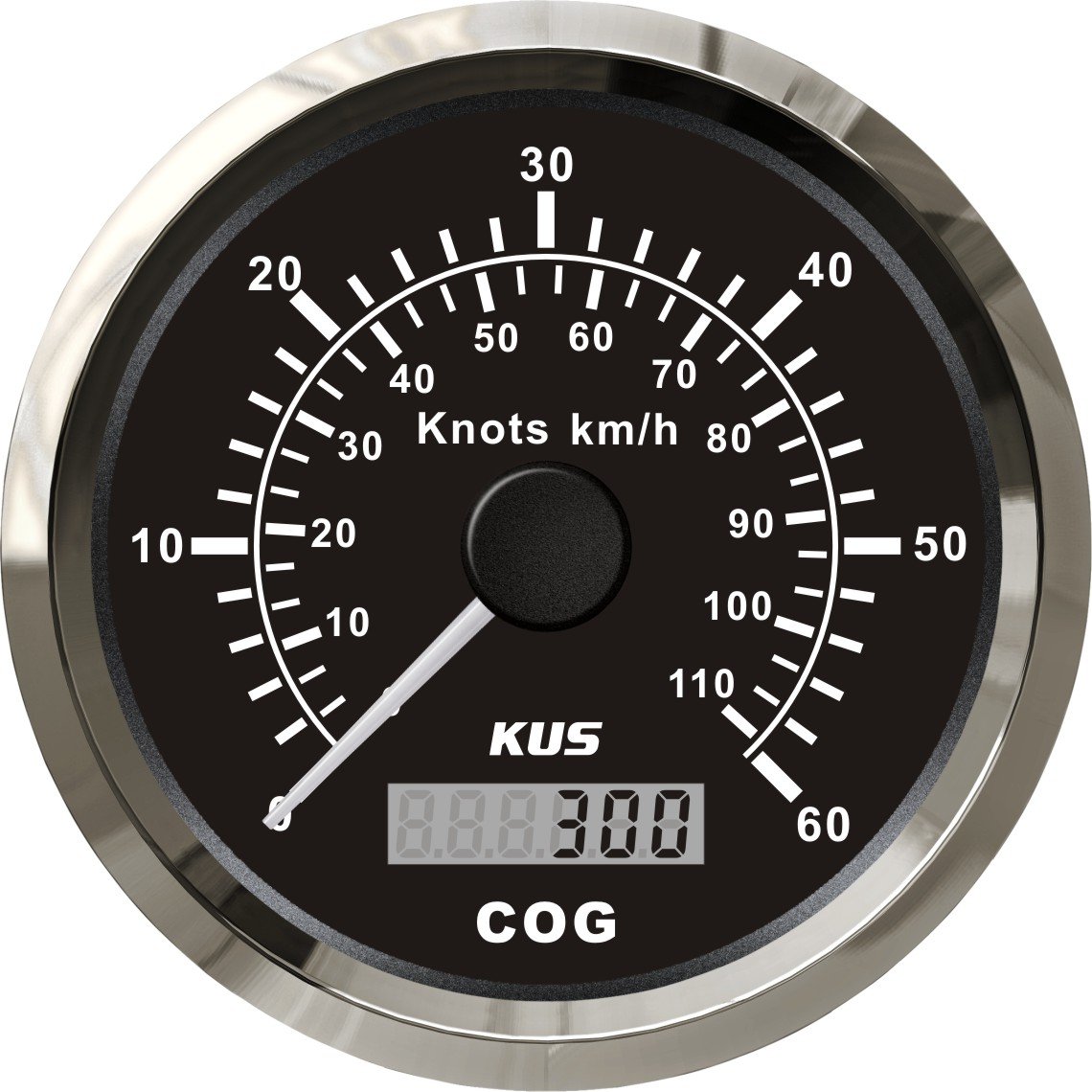 KUS GPS Tacho Kilometerzähler 60Knots 110KM/H Für Boot Yachten 85mm Mit Hintergrundbeleuchtung (Schwarz) von KUS