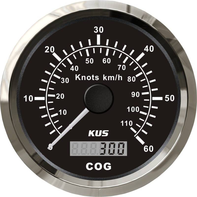 KUS GPS Tacho Kilometerzähler 60Knots 110KM/H Für Boot Yachten 85mm Mit Hintergrundbeleuchtung (Schwarz) von KUS USA