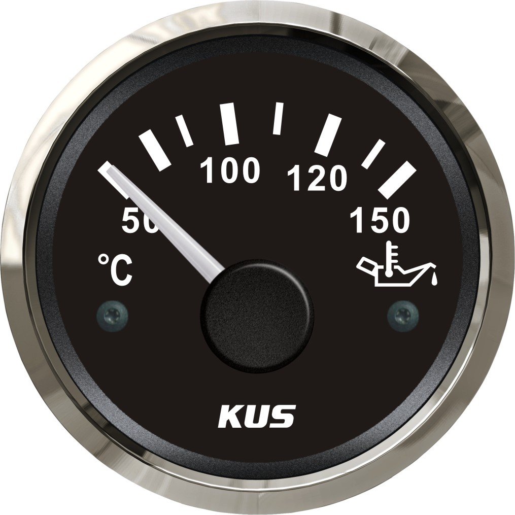 KUS Öltemperaturanzeige 50-150 ℃ Mit Hintergrundbeleuchtung 12V / 24V 52MM (2") (Schwarz) von KUS