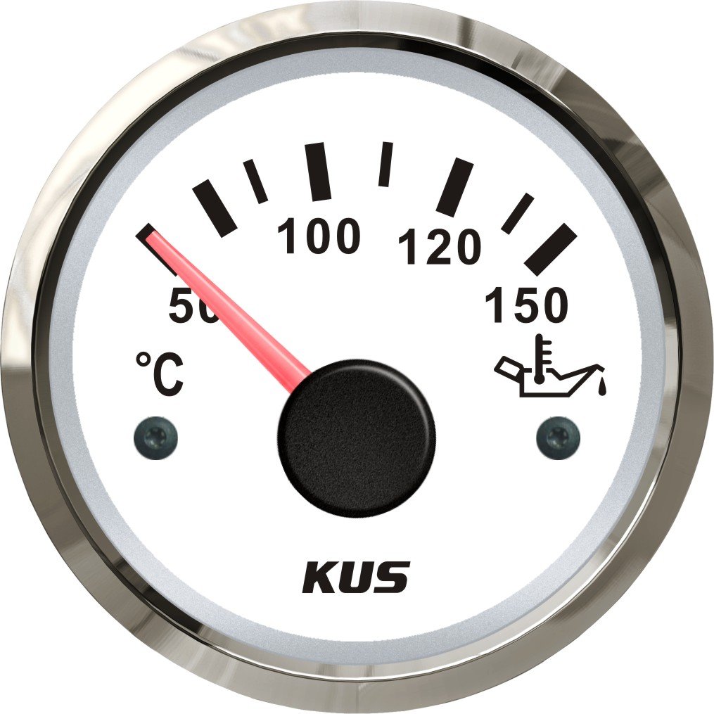 KUS Öltemperaturanzeige 50-150 ℃ Mit Hintergrundbeleuchtung 12V/24V 52MM (2") (Weiß) von KUS