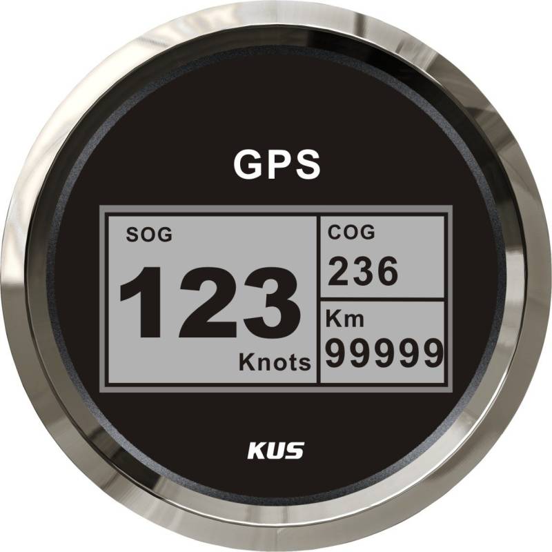 KUS Wasserdichter Geschwindigkeitsmesser, GPS, digital, mit Hintergrundbeleuchtung für Boot, Yacht, 85 mm, 9 – 32 V (schwarz) von KUS USA