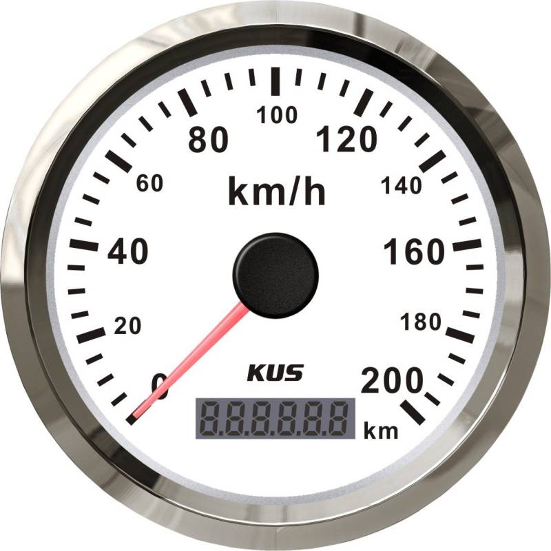 KUS GPS-Geschwindigkeitsmesser, wasserdicht, 0 – 200 km/h, für Auto, Motorrad, LKW, 85 mm (weiß) von KUS USA