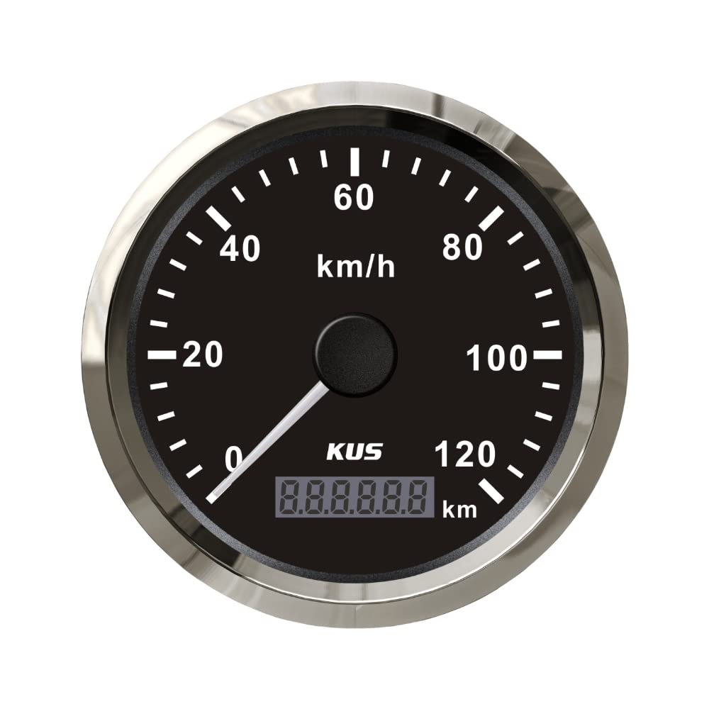 KUS Wasserdichte GPS Tacho Kilometerzähler 120KM/H Mit Hintergrundbeleuchtung Für Auto 85mm (Schwarz) von KUS